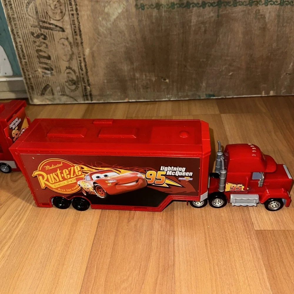 6 Lot Disney Pixar Cars Lightning McQueen Mack Truck Car Hauler Rust-eze Semi